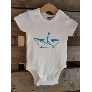 DÜNENKIND Kurzer Baby Body "Papierboot" Fairtrade